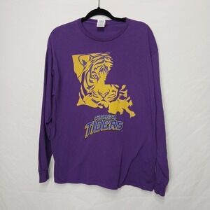 Delta Pro Weight L LSU long sleeve shirt 100% cotton preshrunk college sports
